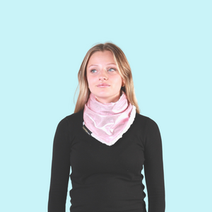 Adult super soft sparkly warm winter pink blush white ski neck warmer flashtag.me front person