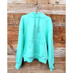 Womans super soft oversized mint glass green hoodie skiing winter gold embroidery flashtag.me front