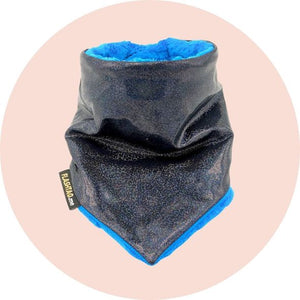 Adult super soft sparkly warm winter starry black blue ski neck warmer flashtag.me front