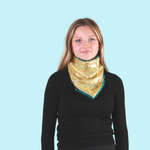 Adult super soft sparkly warm winter butter gold green ski neck warmer flashtag.me front person