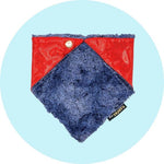 Adult super soft sparkly warm winter ruby red and navy blue ski neck warmer flashtag.me back