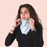 Adult super soft sparkly warm winter sparkly silver cyan blue ski neck warmer flashtag.me front over face