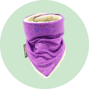 Kids super soft sparkly warm winter purple cream ski neck warmer flashtag.me front