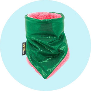 Kids super soft sparkly warm winter green pink ski neck warmer flashtag.me front