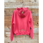 Womans super soft oversized georgia peach pink hoodie skiing winter gold embroidery flashtag.me back